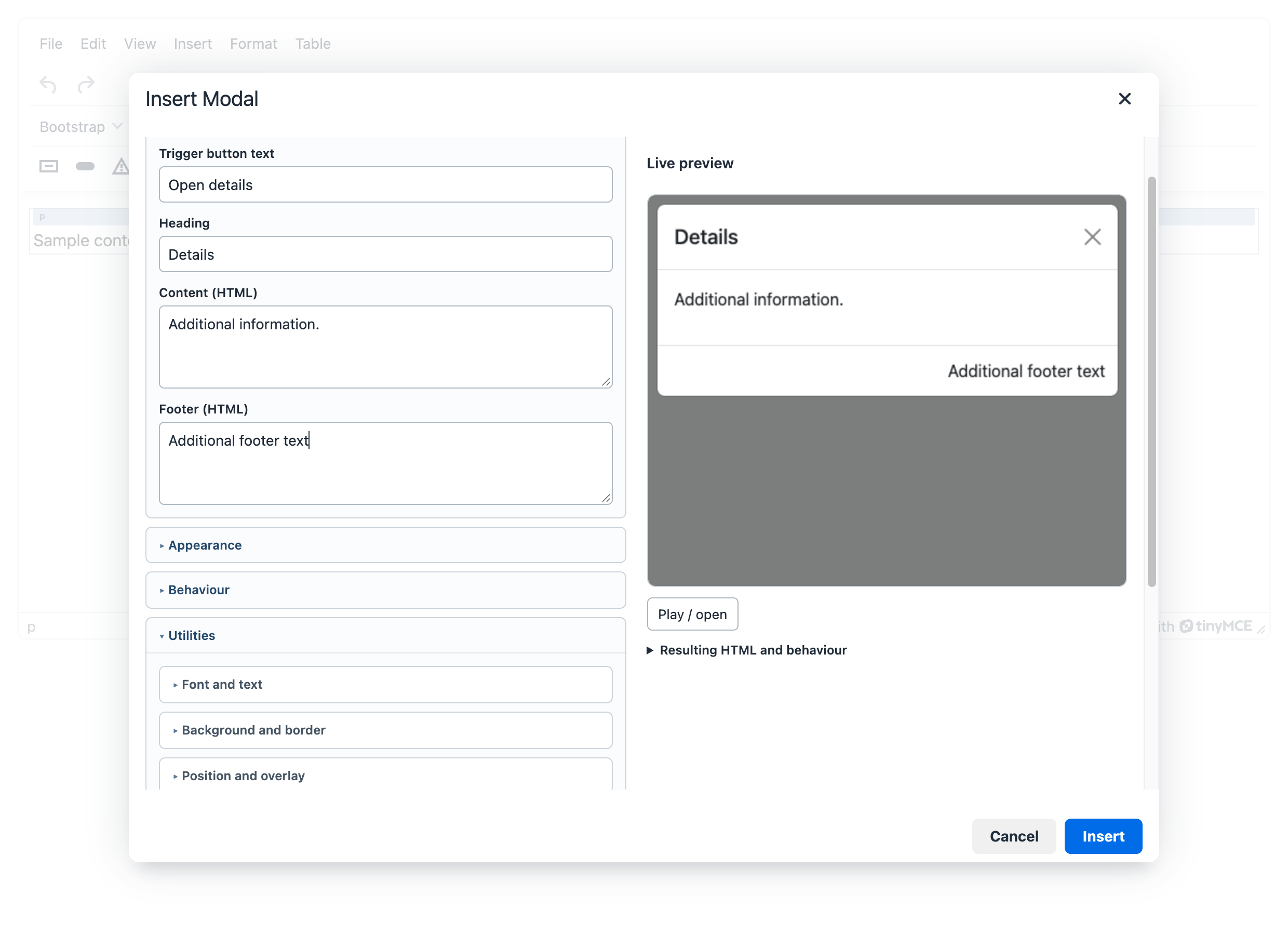 The Modal dialog